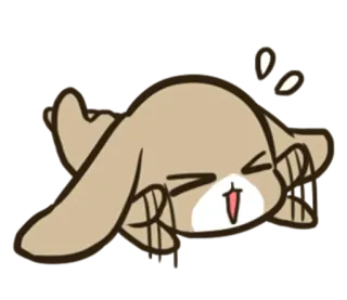 😫 coelho, coelhinho, exaustão, cansado, suando, desenho animado whatsapp sticker