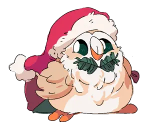 🎅 hibou, noël, mignon, fête, bonnet de père noël, festif telegram sticker