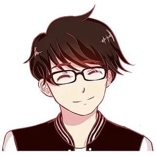 ☺️ Anime, Kartun, Kacamata, Karakter, Pria, Senyum telegram sticker