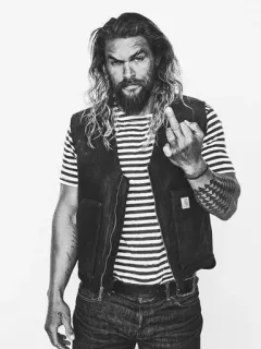 🍻 Jason Momoa актер, знаменитость, средний палец, оскорбительный жест, портрет, мужчина telegram sticker