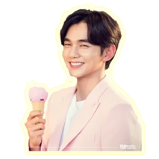 🍦 man, korean, ice cream, pink, smile, portrait, person, food telegram sticker