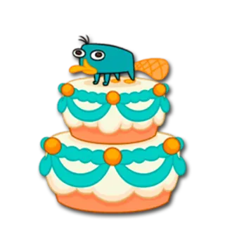 🎂 Perry the Platypus Perry l'ornitorinco, cartone animato, animale, torta, festa, celebrazione telegram sticker
