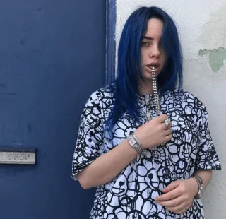 🌊 Billie Eilish DROP Billie Eilish, นักร้อง, ผมสีฟ้า, ป็อปสตาร์, คนดัง telegram sticker