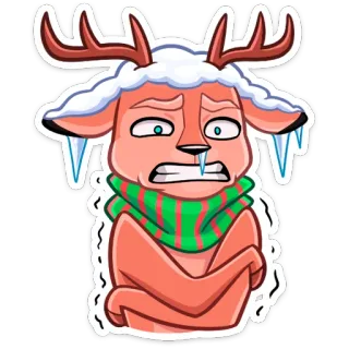 🥶 rusa, musim dingin, dingin, kartun, binatang, liburan, natal telegram sticker