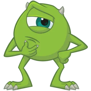 🤔 Mike Wazowski Monsters, Inc. Mike Glotzkowski, Monster AG, denken, Figur, Cartoon, grün, einäugig telegram sticker