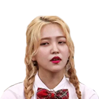 😒 donna, ritratto, capelli biondi, trecce, labbra rosse, quadri, kpop telegram sticker