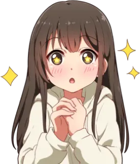 😯 アニメ, 女の子, キラキラ, 可愛い, カワイイ, 愛らしい telegram sticker