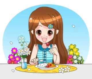 🙀 Anime, Desenho animado, Comida, Garota, Kawaii, Flores whatsapp sticker