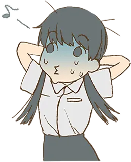 😗 Anime, Fille, Uniforme scolaire, Choquée, Note de musique, Mignon whatsapp sticker