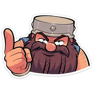 ☝️ 矮人, 卡通, 胡子, 矿工, 竖起大拇指, 游戏角色 telegram sticker