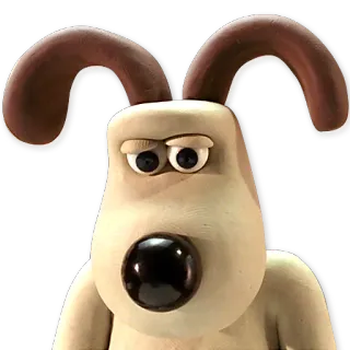 😔 Gromit Wallace & Gromit dog, cartoon, stop motion, claymation, character telegram sticker