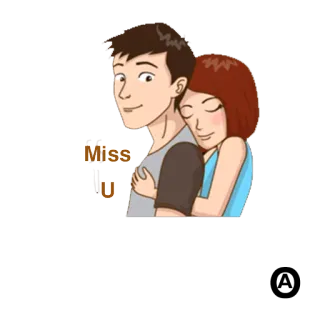😕 Miss U amor, pareja, abrazo, te extraño, dibujos animados telegram sticker