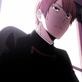 😕 Anime, Junge, Ernst, Uniform telegram sticker