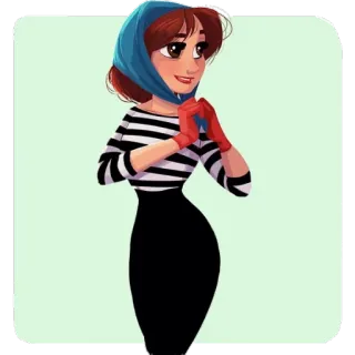 😍 женщина, мода, стиль, иллюстрация, мультфильм, платье, шарф, ретро telegram sticker