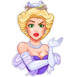 😑 woman, bird, cartoon, sticker, princess, blonde telegram sticker