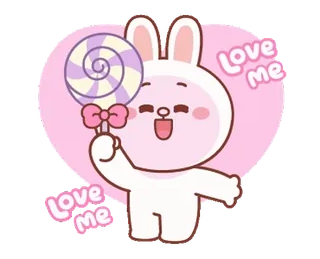 ⭐ Love me Love me кролик, леденец, милый, мультфильм, любовь, розовый, сладкий, зайчик telegram sticker