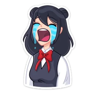 😭 pleurer, triste, fille, contrariée, larmes, émotionnel, dessin animé telegram sticker
