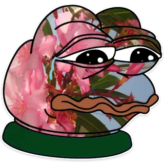 😣 Pepe the Frog Pepe de Kikker, verdrietig, bloemen telegram sticker