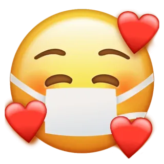 🥰 Emoji, Masker wajah, Hati, Cinta, Aman, Perlindungan, Penyakit, Pandemi whatsapp sticker