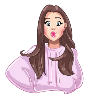 😘 женщина, девушка, брюнетка, губки бантиком, стикер, мультфильм, иллюстрация telegram sticker