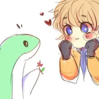 ⚡ Anime, Kawaii, Serpent, Fleur, Mignon, Dessin animé telegram sticker