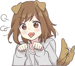 🤩 gadis anime, telinga anjing, anak anjing, imut, kawaii, hewan peliharaan, hewan telegram sticker