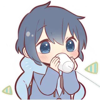 🗣 치비, 귀여운, 음료, 애니, 소년, 카와이 telegram sticker