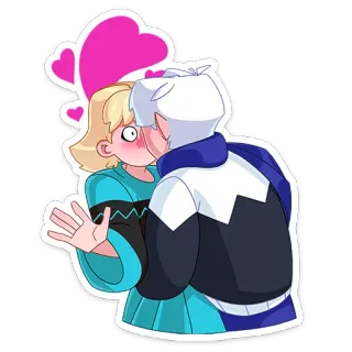 😘 การ์ตูน, จูบ, ความรัก, ความโรแมนติก, คู่รัก, หัวใจ whatsapp sticker