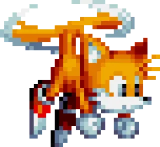 🚁 Tails Tails, Sonic the Hedgehog, video game character, pixel art, fox telegram sticker