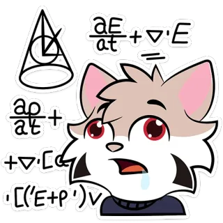 📏 wiskunde, natuurkunde, vergelijkingen, kat, cartoon, denken telegram sticker
