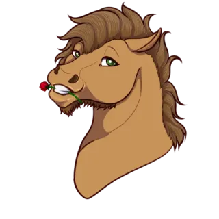 ❤️ лошадь, животное, роза, мультфильм, стикер, милый, смешной telegram sticker