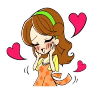 😊 Мультфильм, Аниме, Девушка, Сердечки, Мило, Любовь telegram sticker