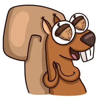 😍 Eichhörnchen, Cartoon, Tier, lustig, Augen, Nuss telegram sticker