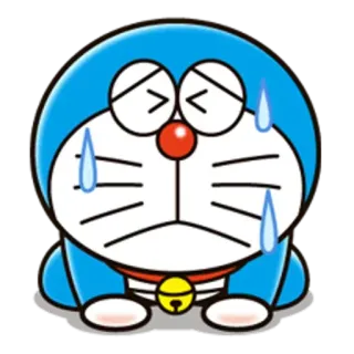 🙇 Doraemon doraemon, anime, dibujos animados, triste, llorando, sudor telegram sticker