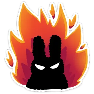 🔥 rabbit, fire, flames, sticker, cartoon, animal whatsapp sticker