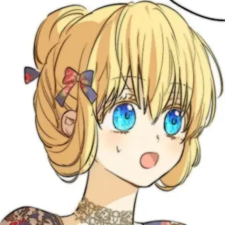 🪜 Anime, Dibujos animados, Chica, Rubia, Ojos azules telegram sticker