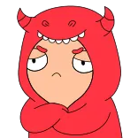 😞 卡通, 红色, 恶魔, 连帽衫, 怪物, 可爱 telegram sticker