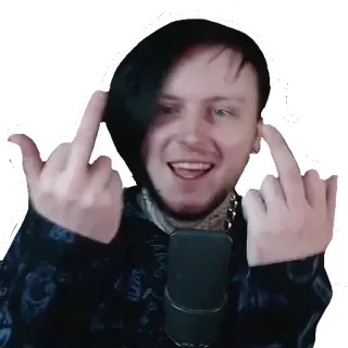 🖕 นิ้วกลาง, หยาบคาย, ไม่สุภาพ, คน, ไมโครโฟน telegram sticker