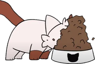 🤤 cat, eating, food, animal, pet, cartoon telegram sticker