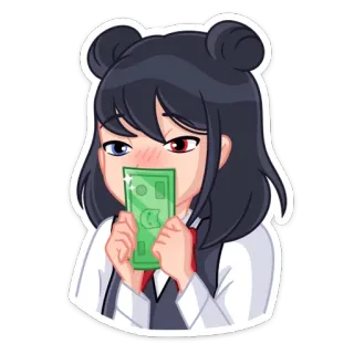 💰 Anime, Fille, Argent, Dessin animé, Mignon, Autocollant telegram sticker