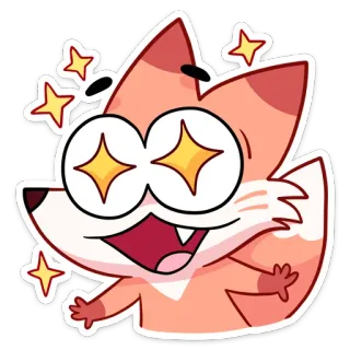 🤩 fox, cute, animal, sticker, cartoon, excited whatsapp sticker