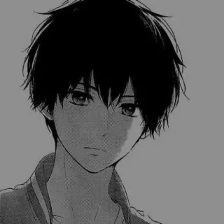 📎 Anime, Mangá, Garoto, Retrato, Monocromático, Adolescente, Masculino telegram sticker