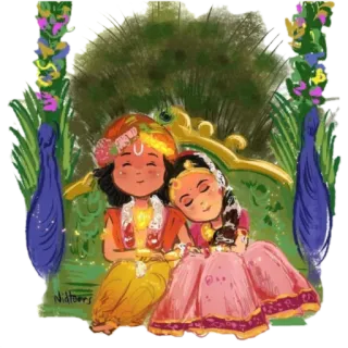 💑 印度教, 拉达, 奎师那, 爱, 灵性, 神 telegram sticker