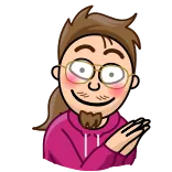 😈 Kartun, Pria, Karakter, Potret, Hoodie merah muda, Kacamata telegram sticker
