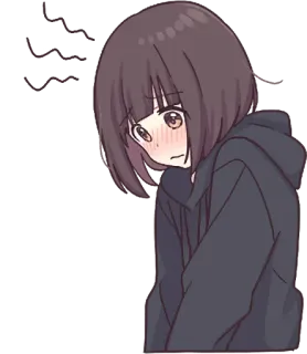 😳 Аниме, Девушка, Мультфильм, Милый, Румянец, Кавай, Стикер telegram sticker