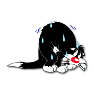 😓 Sylvester Looney Tunes cat, cartoon, sweating, exhausted, sad, Looney Tunes telegram sticker