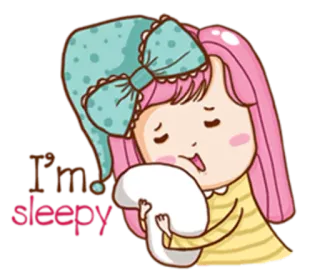 💤 I'm sleepy schläfrig, Cartoon, Mädchen, süß, müde, Schlafenszeit, Nacht telegram sticker
