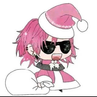 🎅 Animé, Noël, Père Noël, Mignon, Rose, Festif, Fête whatsapp sticker