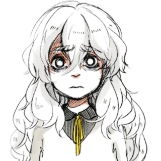 😳 anime, manga, girl, sad, white hair, illustration telegram sticker