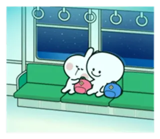 🚈 만화, 귀여운, 우정, 기차, 배낭 telegram sticker